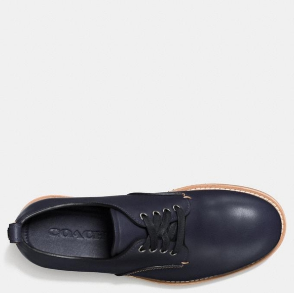 Coach Derby Navy Leather Lace Up Shoes Mens 7